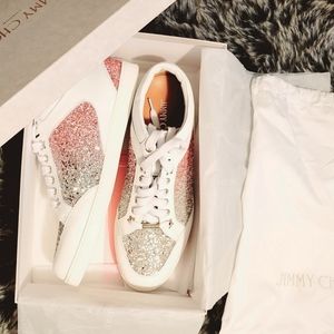 Jimmy Choo Miami Sneakers in Platinum/Flamingo | Color: Pink/White Size: 10